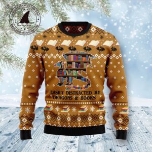 Dragon And Book Ugly Christmas Sweater