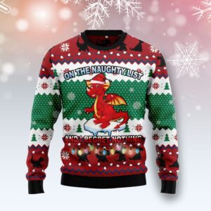 Dragon Christmas Naughty List Ugly Christmas Sweater