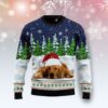 Dreaming Golden Retriever Under Snow Ugly Christmas Sweater