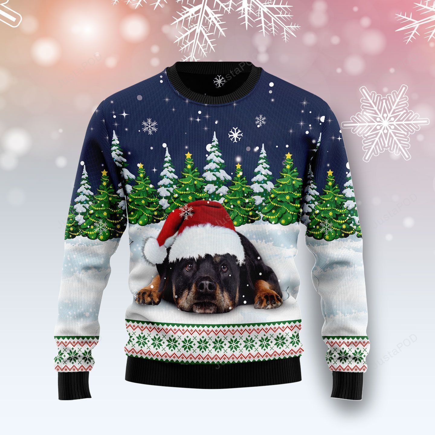Dreaming Rottweiler Under Snow Ugly Christmas Sweater Dreaming Rottweiler Under Snow Ugly Christmas Sweater