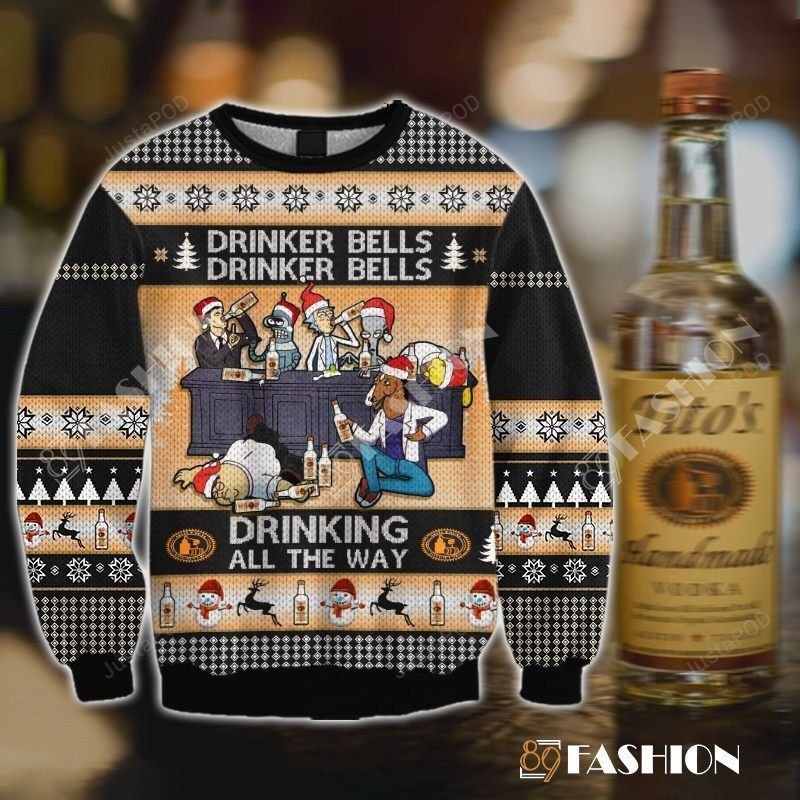 Drinker Bells Rick And Morty Titos Vodka Ugly Sweater Drinker Bells Rick And Morty Titos Vodka Ugly Sweater