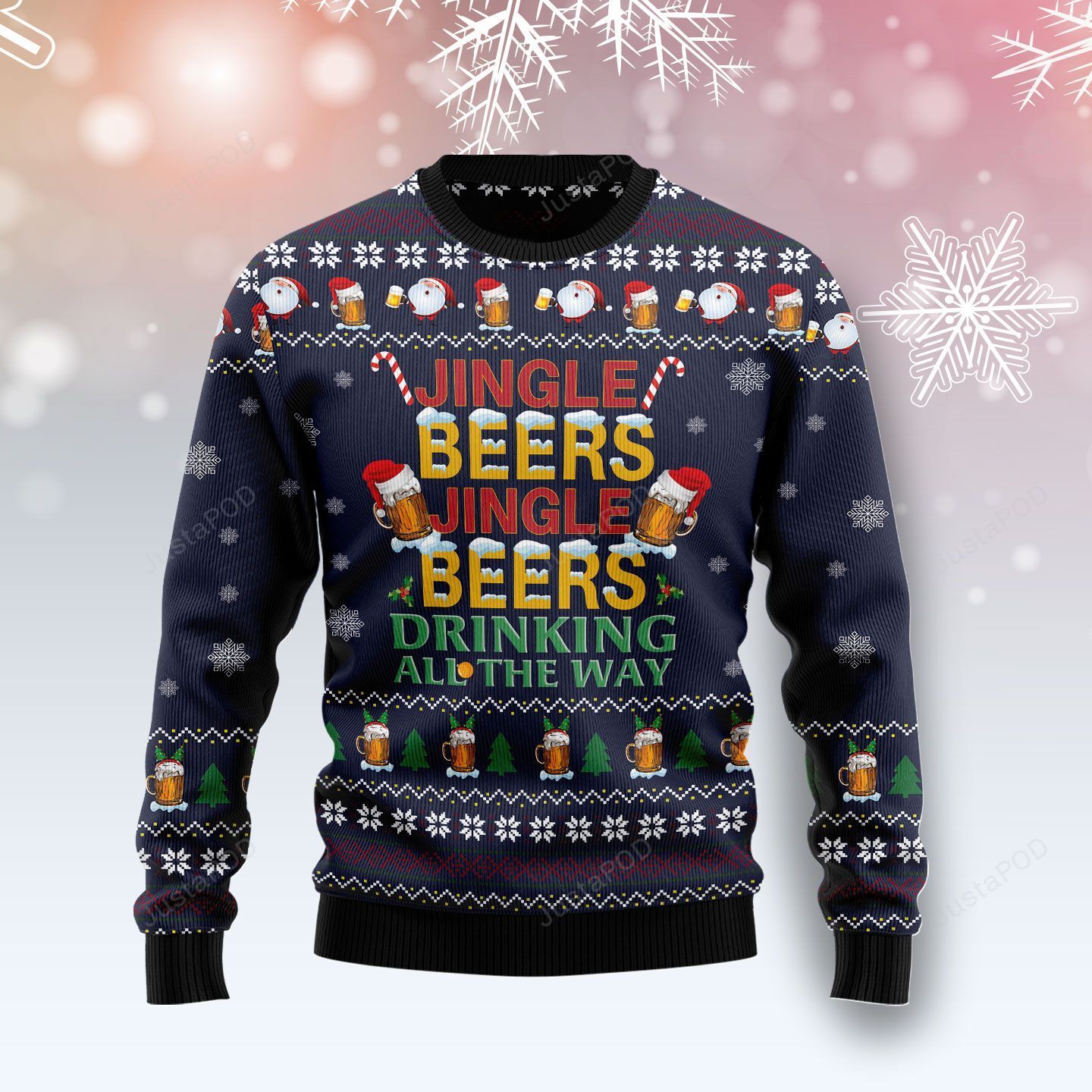 Drinking Beer All The Way Ugly Christmas Sweater Drinking Beer All The Way Ugly Christmas Sweater