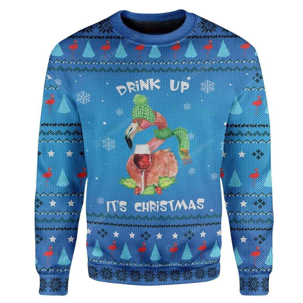 Drinking Flamingo Ugly Christmas Sweater Drinking Flamingo Ugly Christmas Sweater