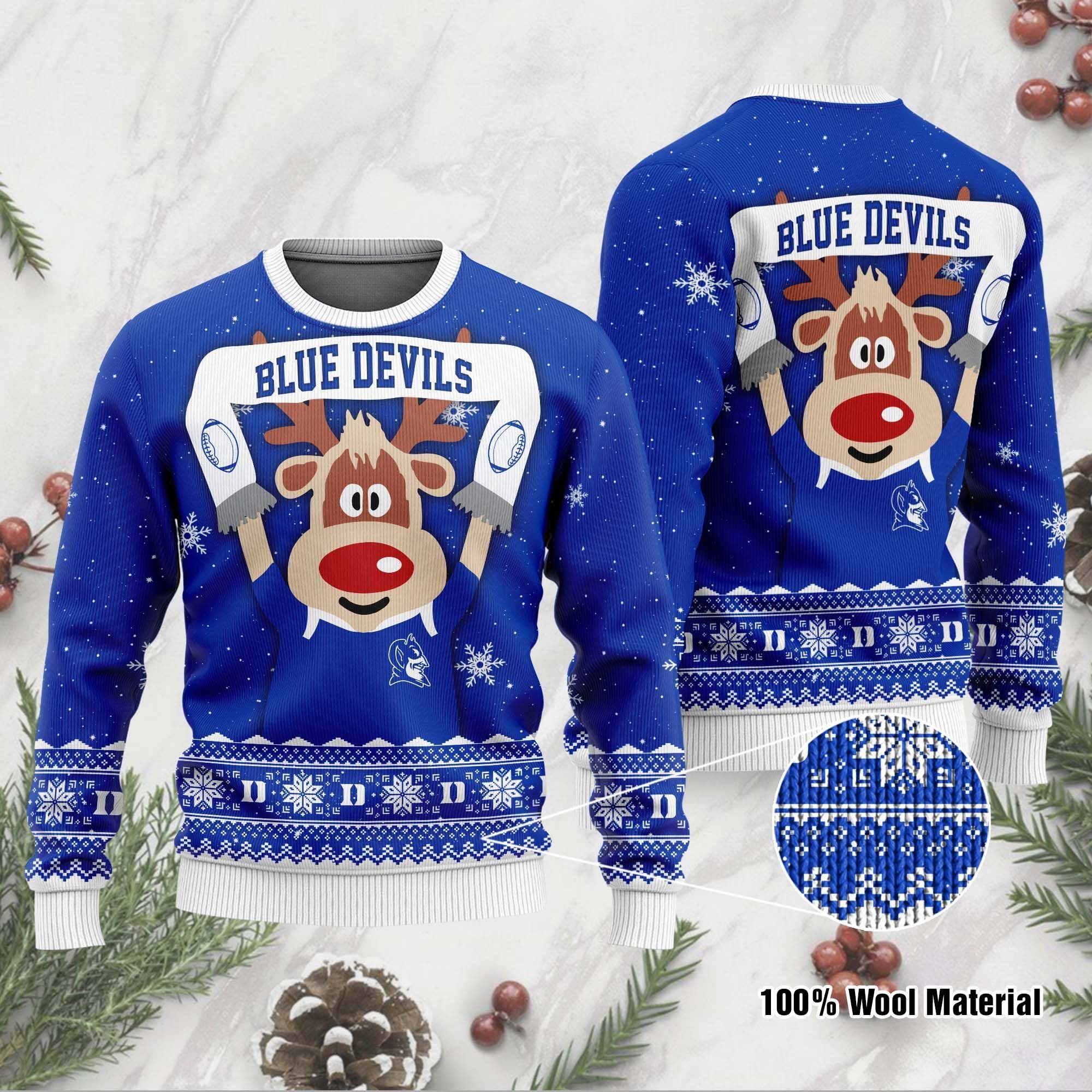 Duke Blue Devils Funny Ugly Christmas Sweater Duke Blue Devils Funny Ugly Christmas Sweater