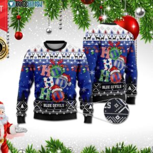 Duke Blue Devils Ho Ho Ho 3D Print Christmas Wool Sweater