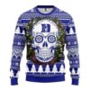 Duke Blue Devils Skull Flower Ugly Christmas Sweater