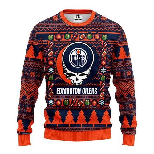 Edmonton Oilers Grateful Dead Christmas For Fans Ugly Christmas Sweater Edmonton Oilers Grateful Dead Christmas For Fans Ugly Christmas Sweater