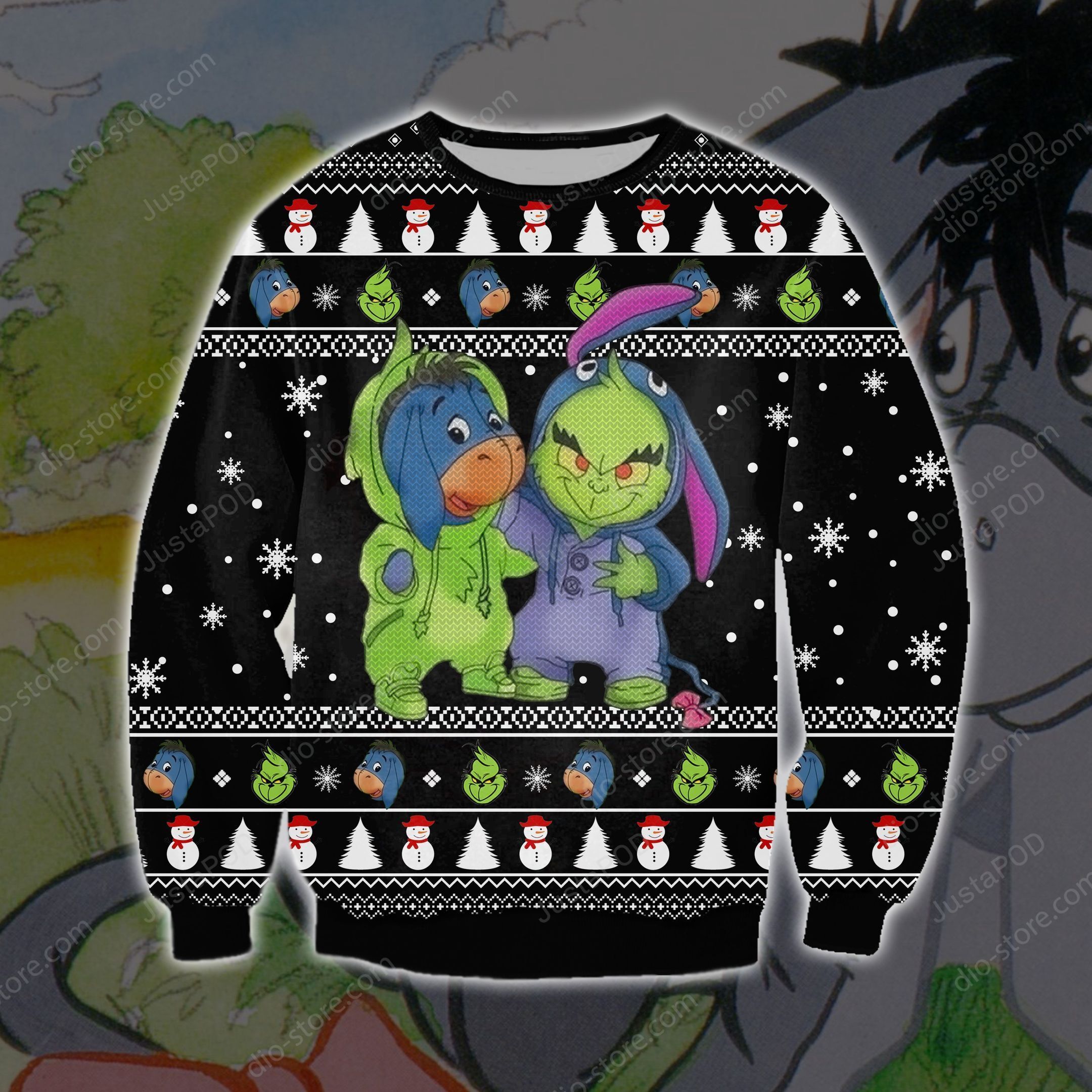 Eeyore And Grinch Funny Ugly Sweater Eeyore And Grinch Funny Ugly Sweater