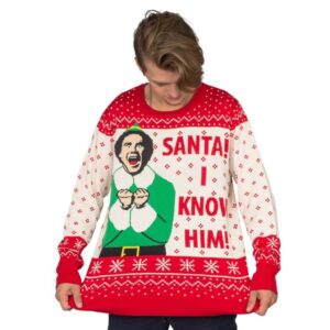 Elf Buddy Santa I Know Him Ugly Christmas Sweater