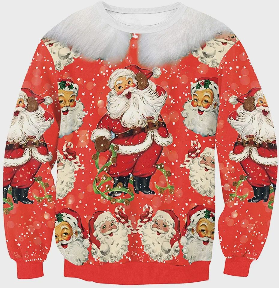 Enlachic Santa Claus Ugly Christmas Sweater Enlachic Santa Claus Ugly Christmas Sweater