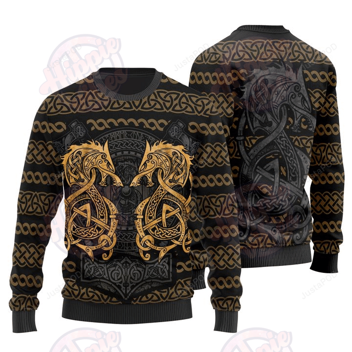 Fenrir The Nordic Monster Wolf Ugly Christmas Sweater Fenrir The Nordic Monster Wolf Ugly Christmas Sweater