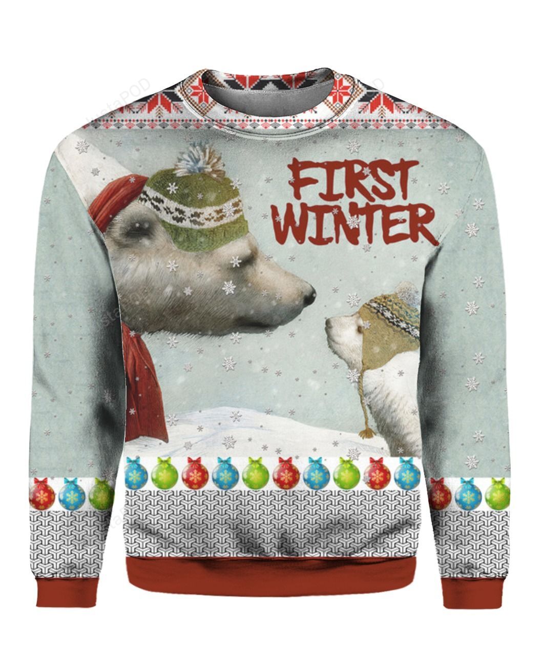 First Winter Polar Bears Ugly Christmas Sweater First Winter Polar Bears Ugly Christmas Sweater