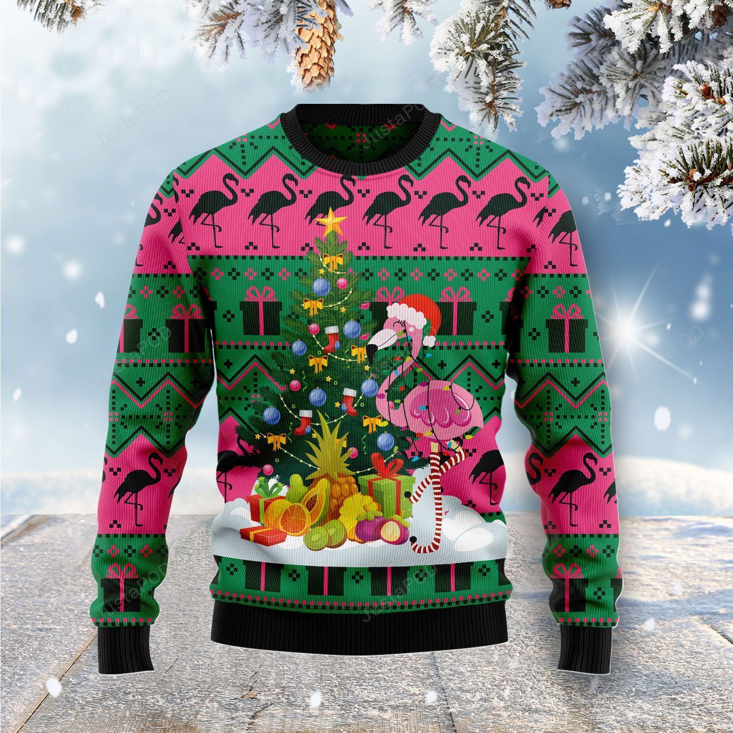 Flamingo Christmas Tree Ugly Christmas Sweater Flamingo Christmas Tree Ugly Christmas Sweater