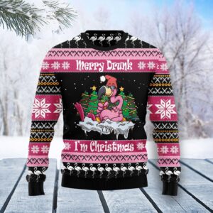 Flamingo Merry Drunk Christmas Ugly Christmas Sweater