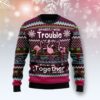 Flamingo Trouble Together Ugly Christmas Sweater