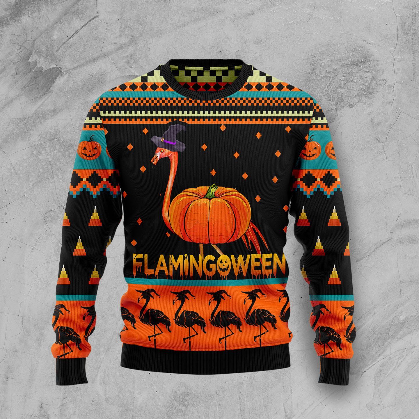 Flamingoween Pumpkin Ugly Christmas Sweater Flamingoween Pumpkin Ugly Christmas Sweater