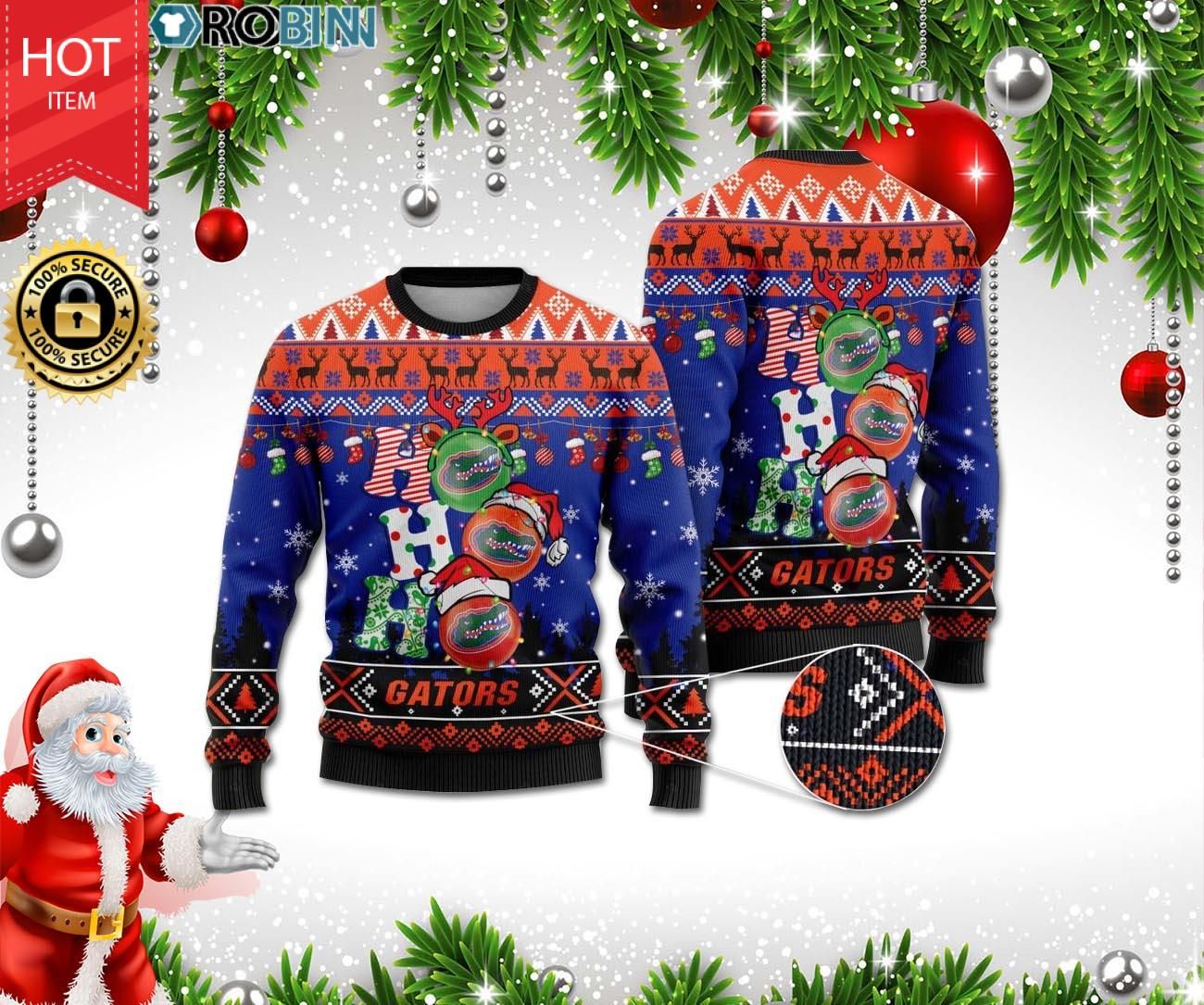 Florida Gators Ho Ho Ho 3D Print Christmas Wool Sweater Florida Gators Ho Ho Ho 3D Print Christmas Wool Sweater