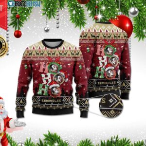 Florida State Seminoles Ho Ho Ho 3D Print Christmas Wool Sweater
