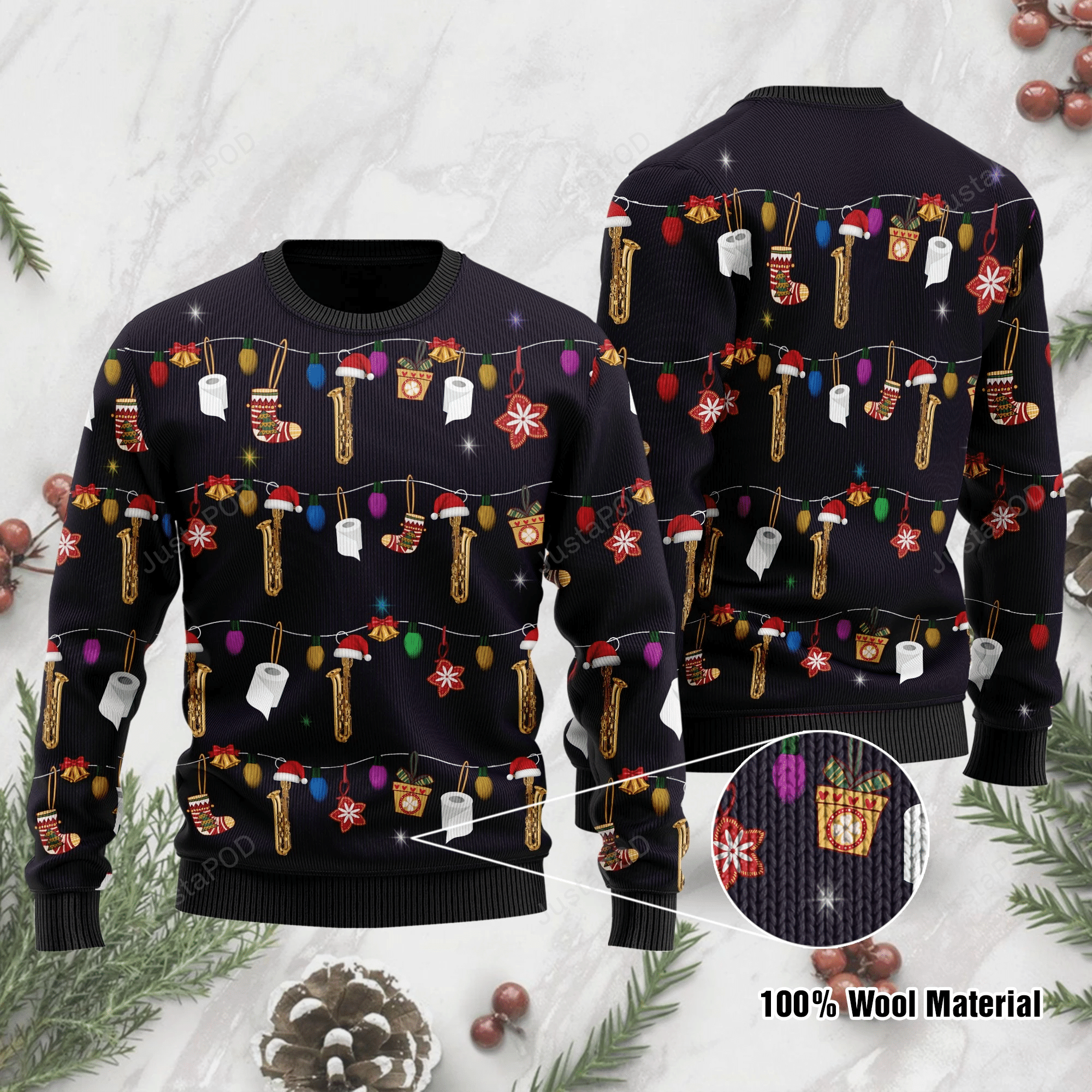 For Saxophone Lovers Ugly Christmas Sweater For Saxophone Lovers Ugly Christmas Sweater