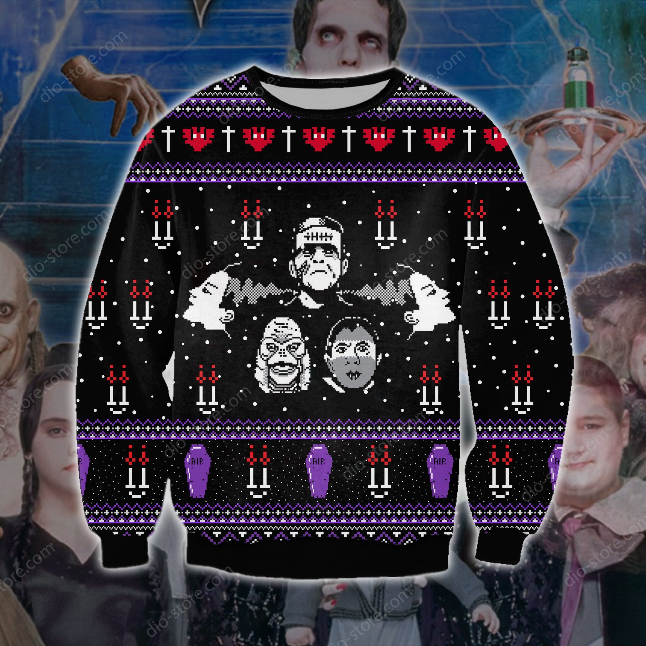 Franklinstein The Addams Family Knitting Pattern For Unisex Ugly Christmas Sweater Franklinstein The Addams Family Knitting Pattern For Unisex Ugly Christmas Sweater