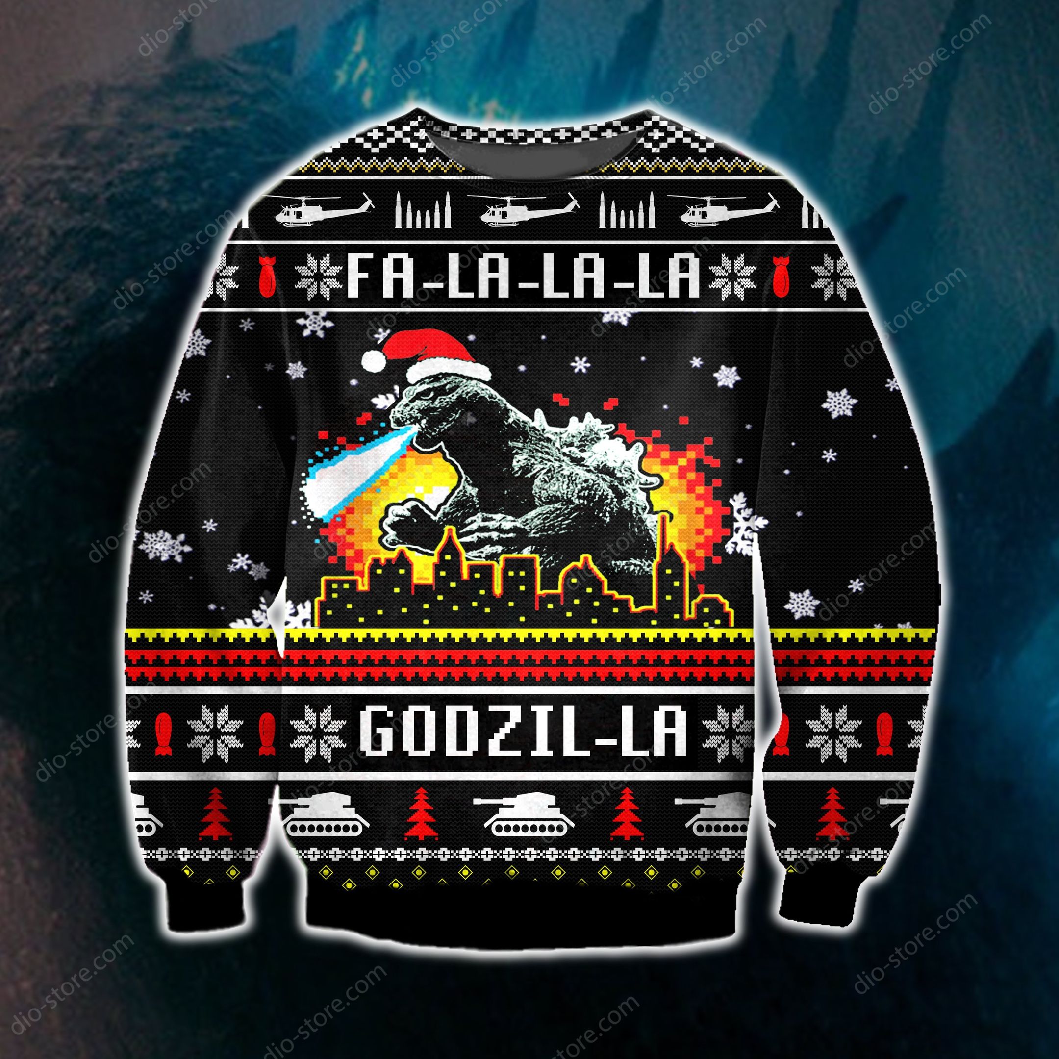 Funny Godzilla Ugly Christmas Sweater Funny Godzilla Ugly Christmas Sweater