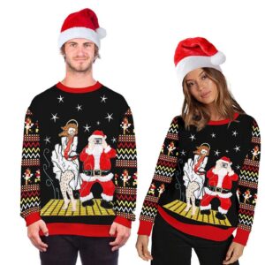 Funny Santa And Jesus Ugly Christmas Sweater