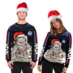 Funny Santa Claus Astronaut Ugly Christmas Sweater