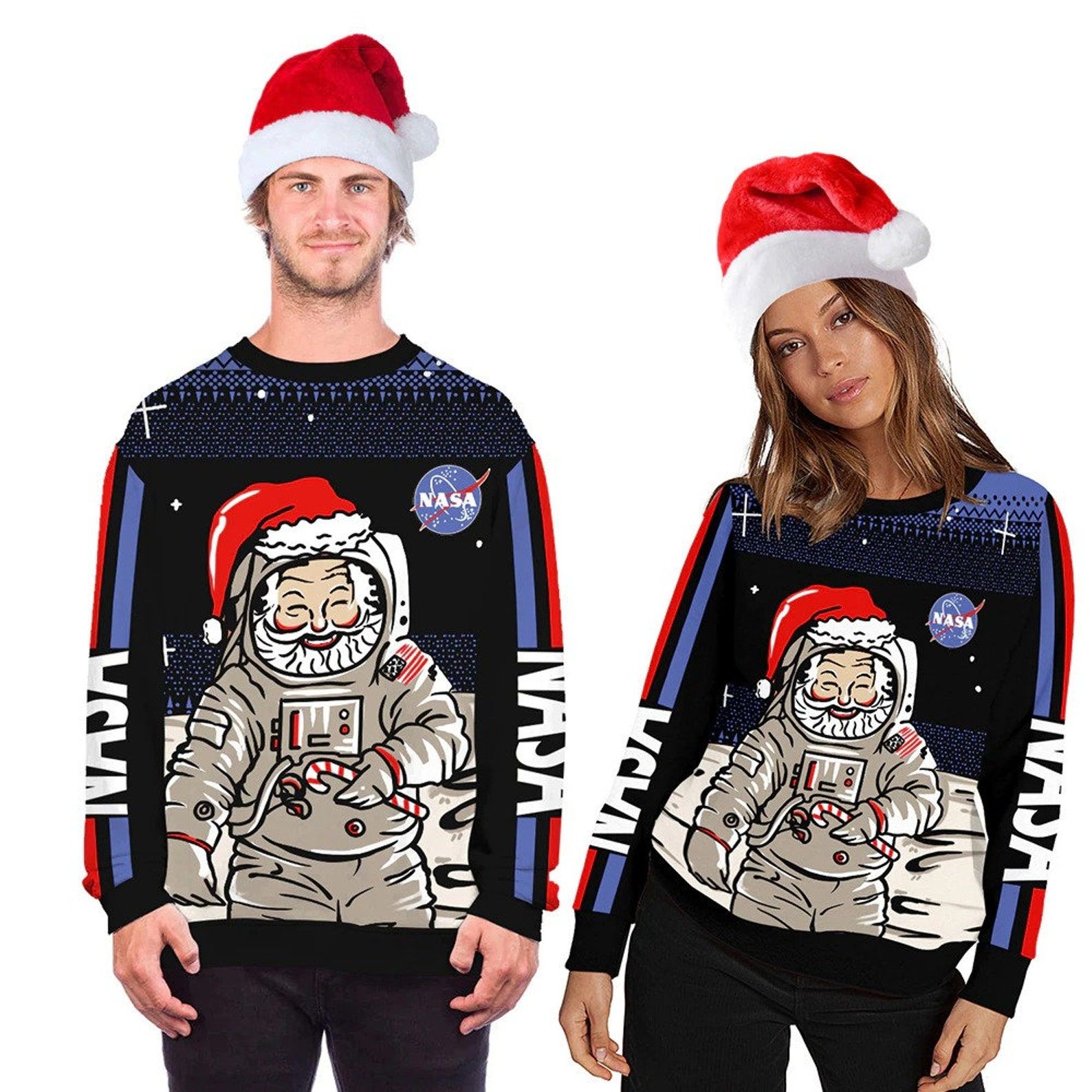 Funny Santa Claus Astronaut Ugly Christmas Sweater Funny Santa Claus Astronaut Ugly Christmas Sweater