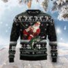 Funny Santa Claus Fishing Black Ugly Christmas Sweater