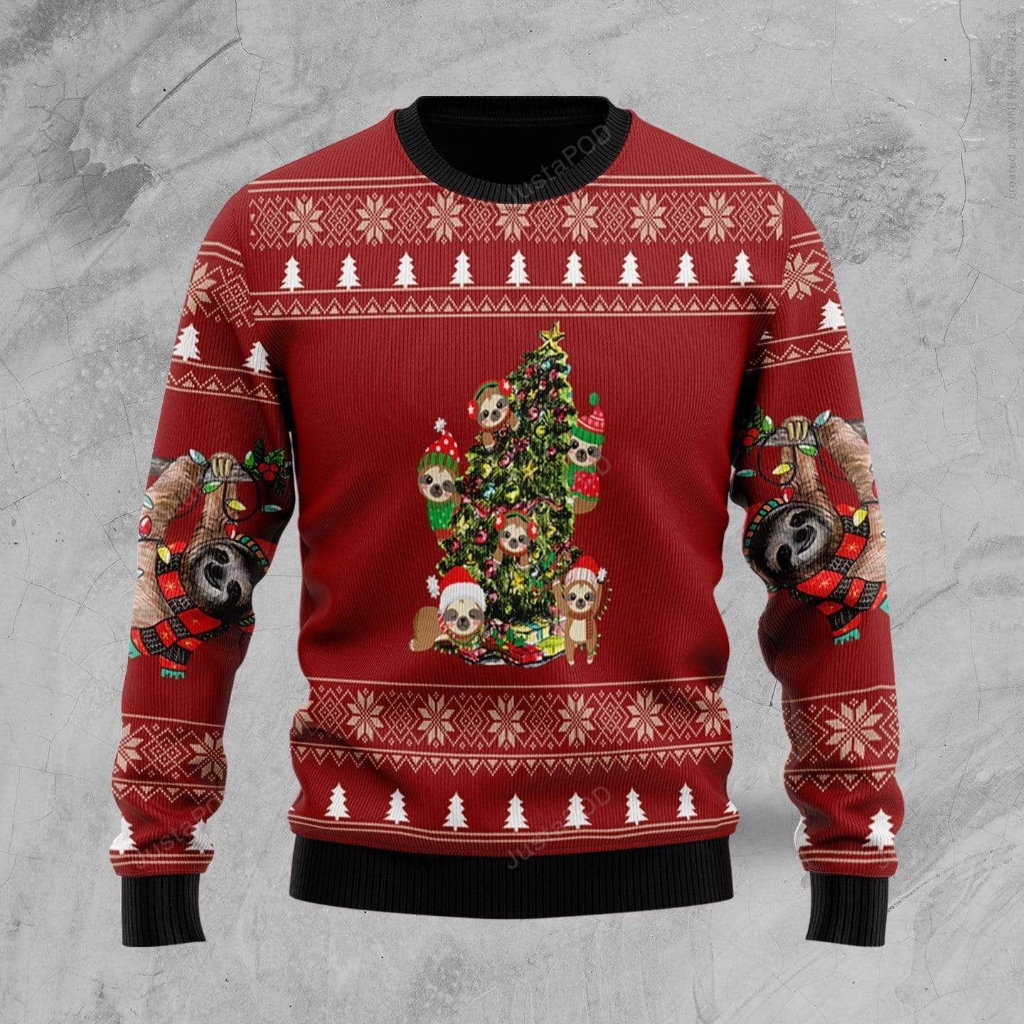 Funny Sloth Decor Christmas Tree Red Ugly Christmas Sweater Funny Sloth Decor Christmas Tree Red Ugly Christmas Sweater