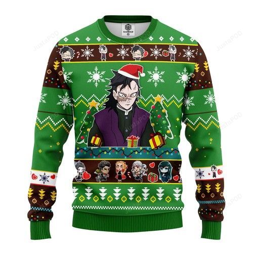 Genya Shinazugawa Demon Slayer Anime Ugly Christmas Sweater Genya Shinazugawa Demon Slayer Anime Ugly Christmas Sweater