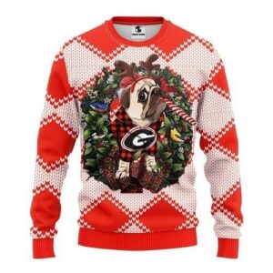 Georgia Bulldogs Pug Dog Ugly Christmas Sweater