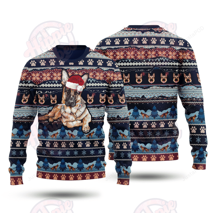 German Shepherd Dog And Christmas Ugly Christmas Sweater German Shepherd Dog And Christmas Ugly Christmas Sweater