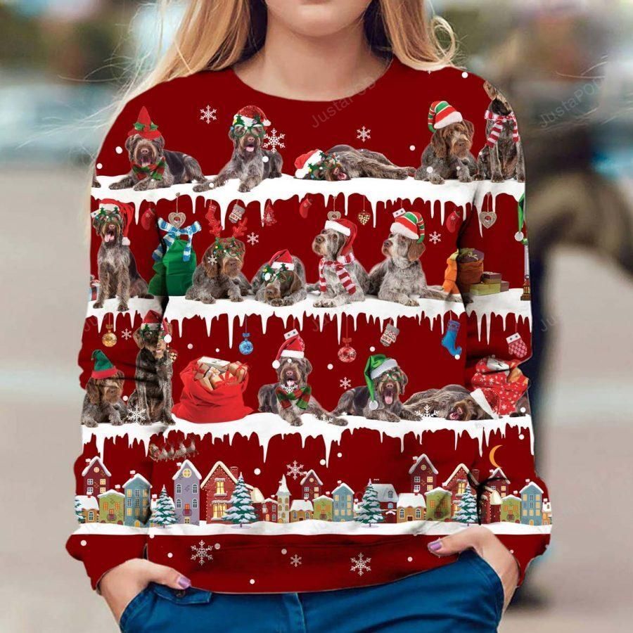 German Wirehaired Pointer Snow Christmas Ugly Christmas Sweater German Wirehaired Pointer Snow Christmas Ugly Christmas Sweater