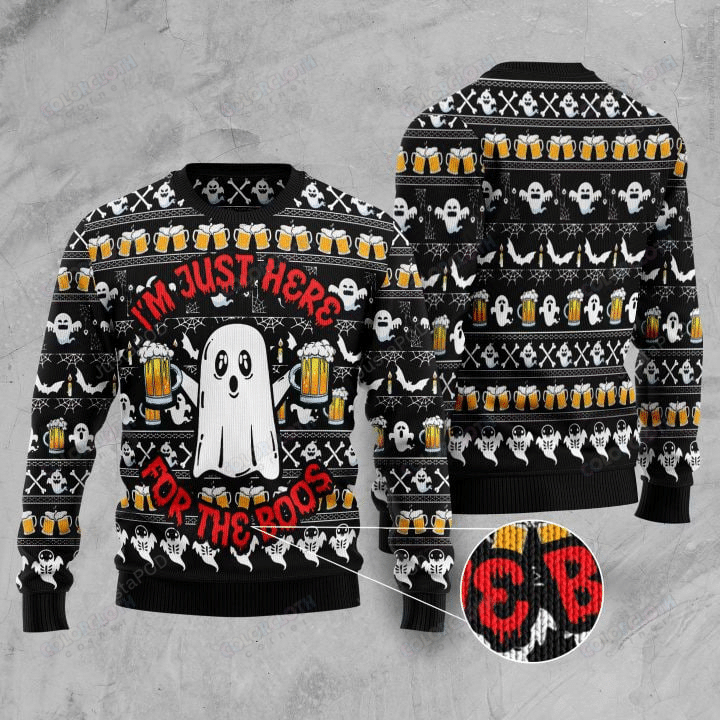 Ghost And Beer I’m Just Here For The Boos Ugly Christmas Sweater Ghost And Beer I’m Just Here For The Boos Ugly Christmas Sweater