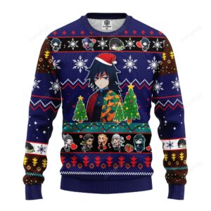 Giyu Tomioka Christmas Demon Slayer Anime Ugly Christmas Sweater Blue