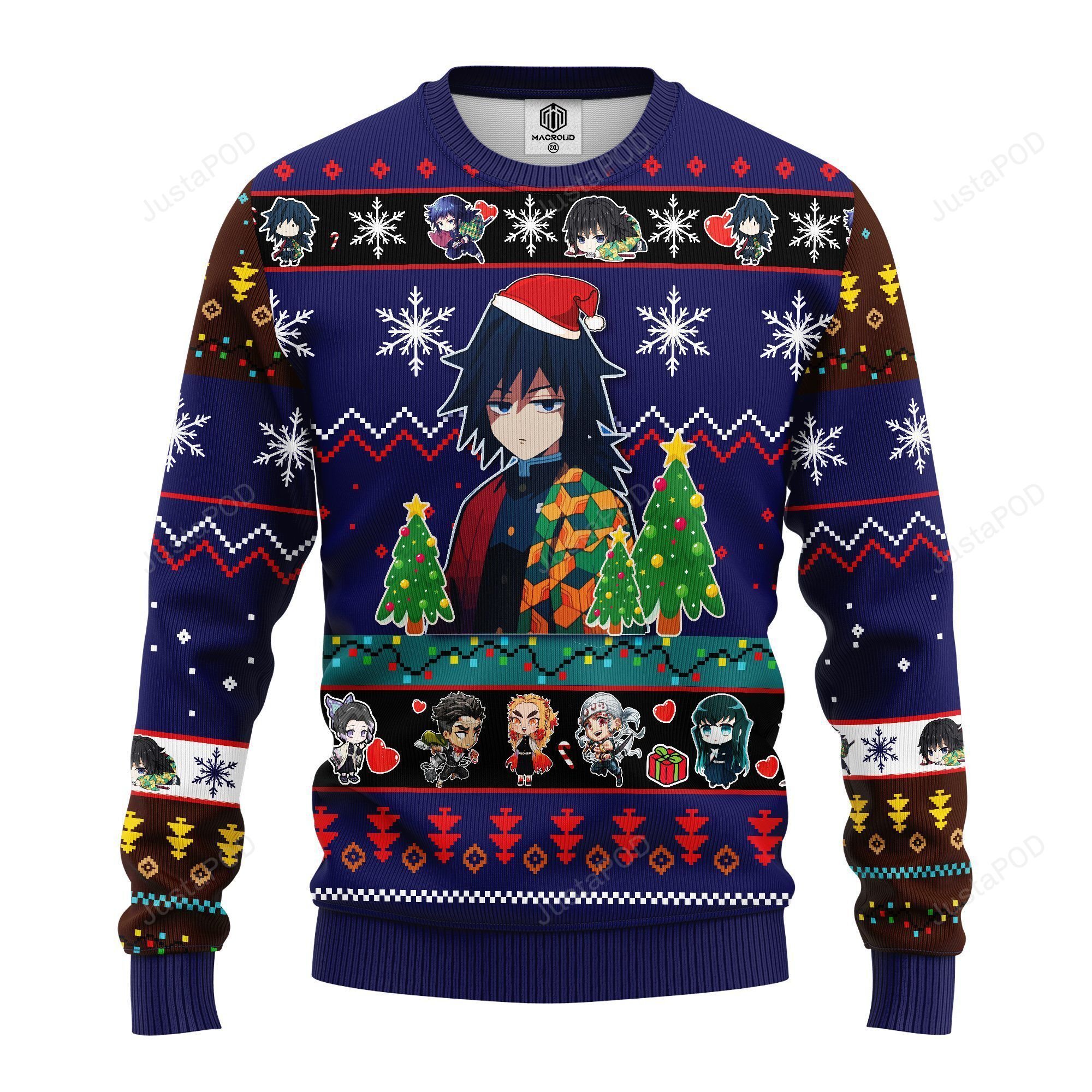 Giyu Tomioka Christmas Demon Slayer Anime Ugly Christmas Sweater Blue Giyu Tomioka Christmas Demon Slayer Anime Ugly Christmas Sweater Blue