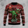 Go Rex Santa Sleigh Dinasour Ugly Christmas Sweater