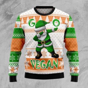 Go Vegan Dabbing Santa Ugly Christmas Sweater