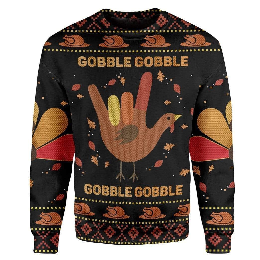 Gobble Gobble Bird Hand Sign For Bird Lovers Ugly Christmas Sweater Gobble Gobble Bird Hand Sign For Bird Lovers Ugly Christmas Sweater