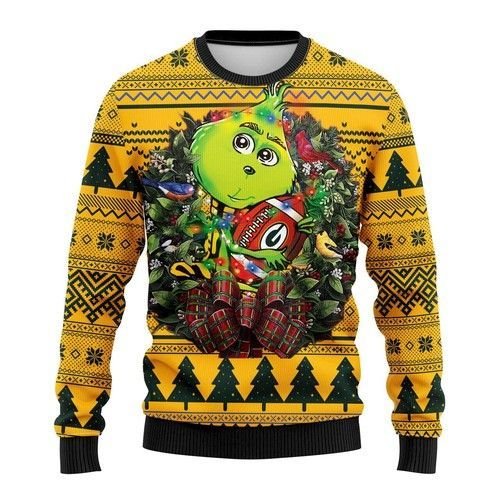 Green Bay Packers Grinch Hug Ugly Christmas Sweater Green Bay Packers Grinch Hug Ugly Christmas Sweater