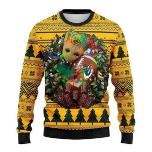 Green Bay Packers Groot Hug Ugly Christmas Sweater