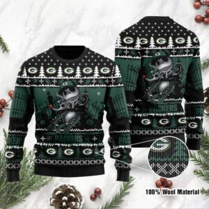 Green Bay Packers Jack Skellington Halloween Ugly Christmas Sweater