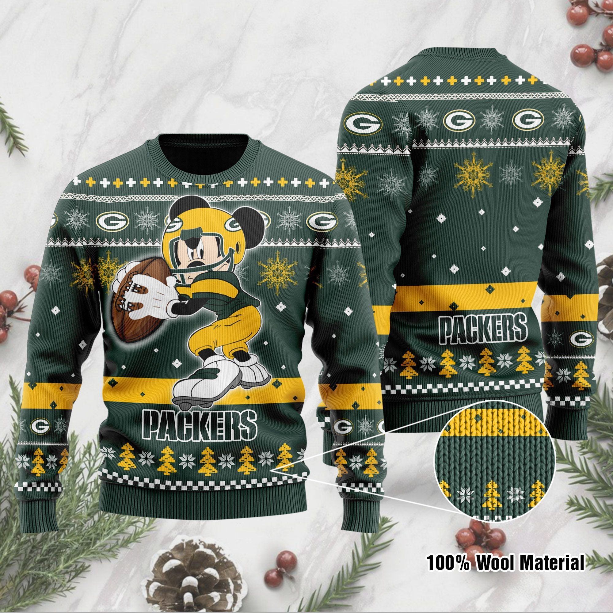 Green Bay Packers Mickey Mouse Funny Ugly Christmas Sweater Green Bay Packers Mickey Mouse Funny Ugly Christmas Sweater