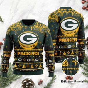 Green Bay Packers Santa Claus In The Moon Ugly Christmas Sweater