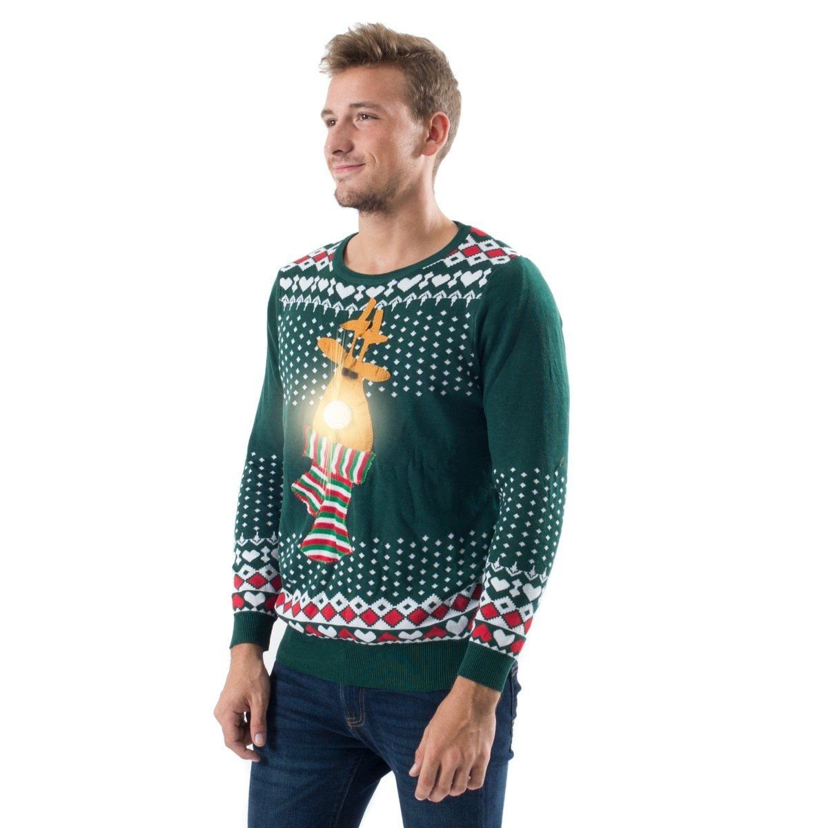 Green Reindeer Ugly Christmas Sweater Green Reindeer Ugly Christmas Sweater