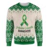 Green Ribbon Mental Health Awareness Ugly Christmas Sweater