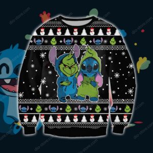 Grinch And Stitch Funny Knitting Pattern For Unisex Ugly Christmas Sweater