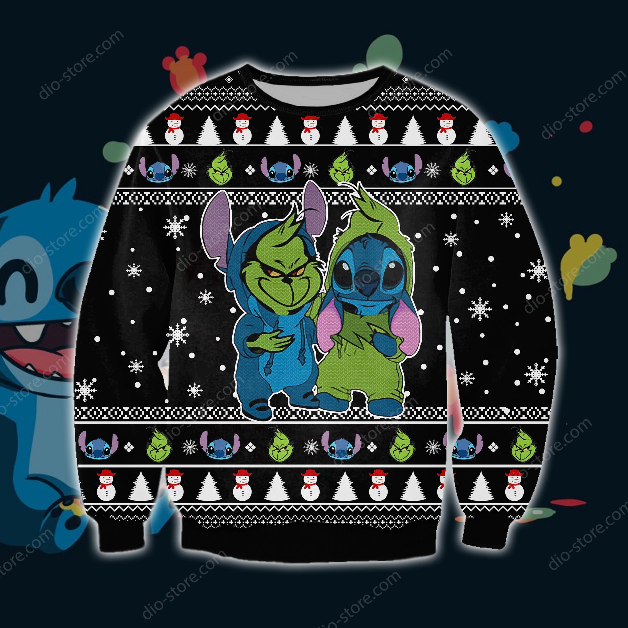 Grinch And Stitch Funny Knitting Pattern For Unisex Ugly Christmas Sweater Grinch And Stitch Funny Knitting Pattern For Unisex Ugly Christmas Sweater