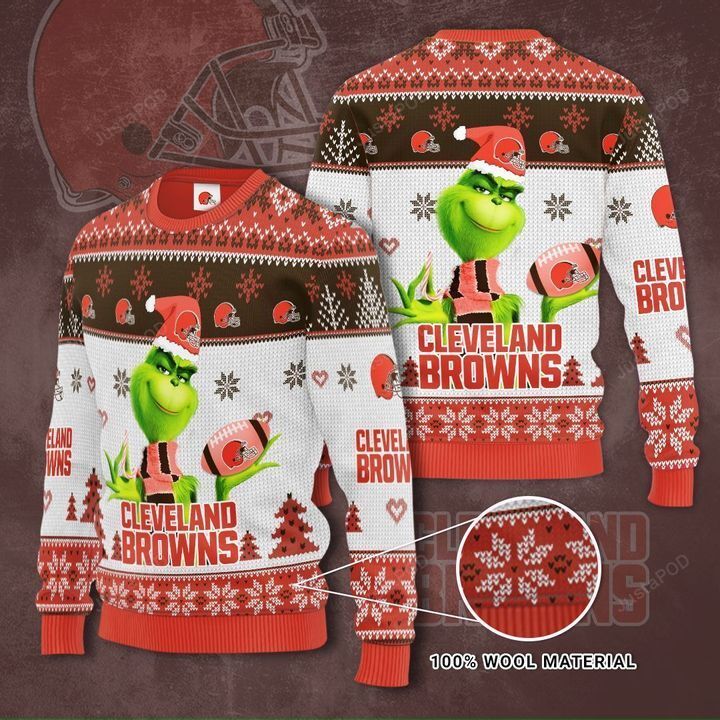 Grinch Cleveland Browns 3D Ugly Christmas Sweater Grinch Cleveland Browns 3D Ugly Christmas Sweater